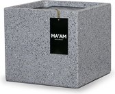 Leah - jardinière/boîte à fleurs carrée - 30x26,5cm - gris - classique - granito - avec trou de drainage - extérieur/intérieur - résistant au gel