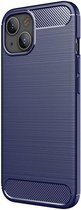 Apple iPhone 13 Hoesje Geborsteld TPU Flexibele Back Cover Blauw