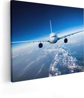 Artaza Canvas Schilderij Vliegtuig In De Wolken - 100x80 - Groot - Foto Op Canvas - Canvas Print
