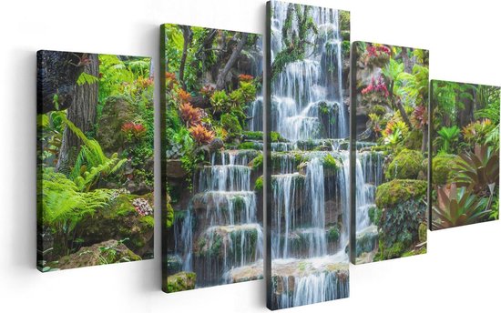 Artaza Canvas Schilderij Vijfluik Tropische Waterval In Thailand - 100x50 - Foto Op Canvas - Canvas Print