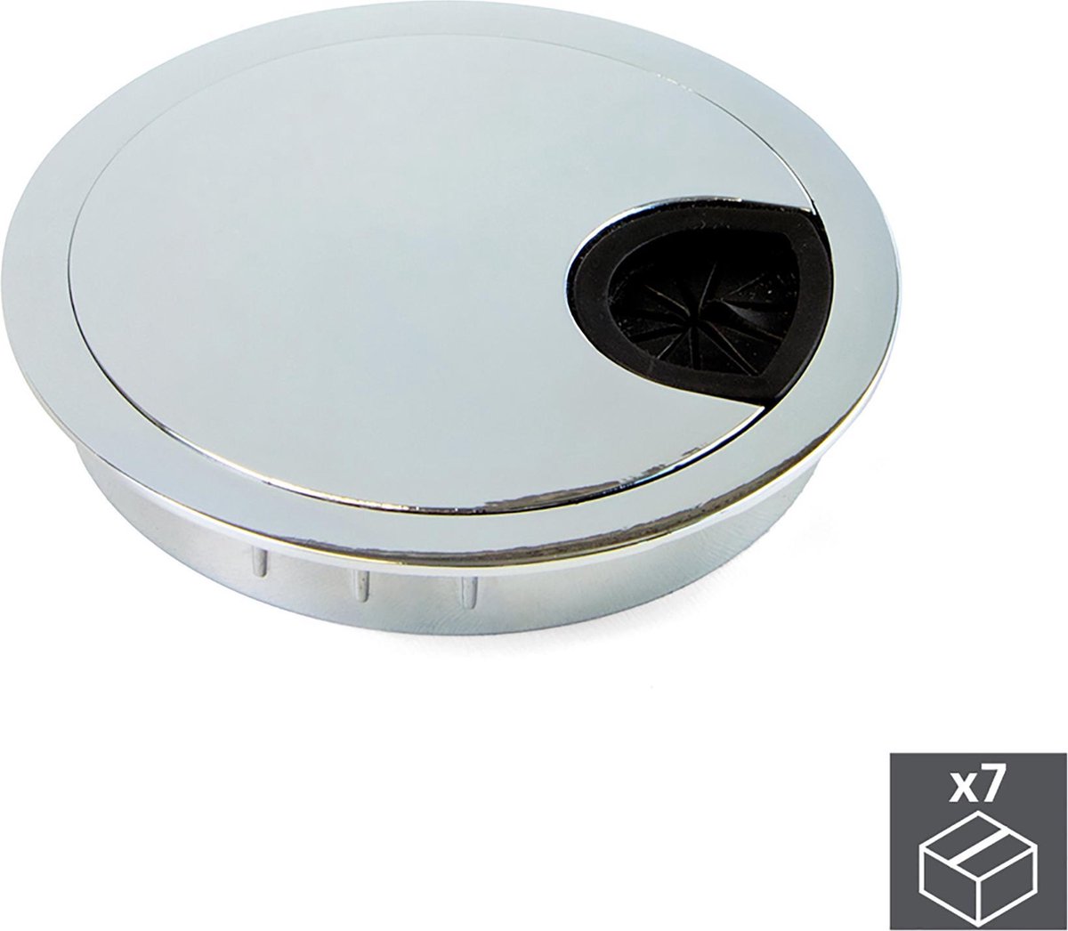 Emuca Lot van 7 ronde kabeldoorvoeren, 80mm diameter, Zamak, Verchroomd, voor verzonken montage