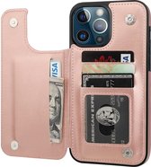 ShieldCase geschikt voor Apple iPhone 13 Pro Max wallet case - roze - Bookcase hoesje portemonnee - Walletcase flipcase shockproof hoesje pasjeshouder