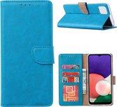 Hoesje Geschikt Voor Samsung Galaxy A22 Bookcase Blauw - Portemonee hoesje Hoesje Geschikt Voor Samsung Galaxy A22 5G