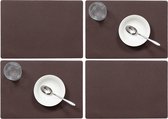 Set van 8x stuks stevige luxe Tafel placemats Plain chocolade bruin 30 x 43 cm - Met anti slip laag en Teflon coating toplaag