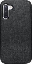 - ADEL Siliconen Back Cover Softcase Hoesje Geschikt voor Samsung Galaxy Note 10 - Stoffen Textiel Zwart