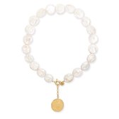 Ketting Baroque Freshwater Pearls with Luxury Coin Goud | 18 karaat gouden plating | Messing - 40 cm | Buddha Ibiza