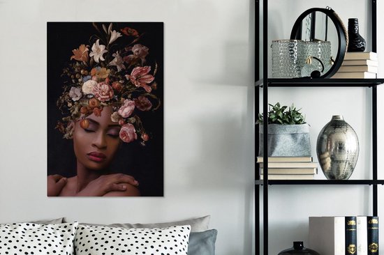 Peintures sur Toile Bouquet - Femme - Maquillage - 40x60 cm - Décoration murale