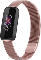 Milanees Smartwatch bandje - Geschikt voor  Fitbit Luxe Milanese band - rosé pink - Strap-it Horlogeband / Polsband / Armband