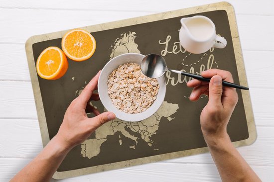 Set de table - Kaart Europa - Citation - Vintage - 45x30 cm - 6 pièces