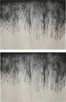 10x stuks luxe stijlvolle vintage grijze/witte placemats van vinyl 40 x 30 cm - Antislip/waterafstotend - Stevige top kwaliteit