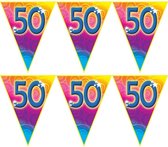 5x stuks verjaardag thema 50 jaar geworden feest vlaggenlijn van 5 meter - Feestartikelen/versiering
