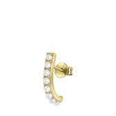 Zilveren goldplated halve suspender oorbel parel