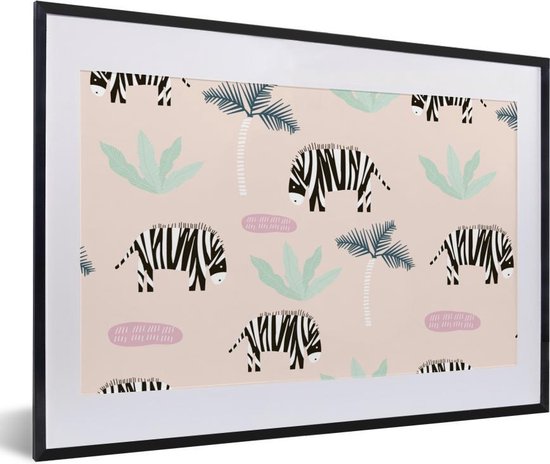 Fotolijst incl. Poster - Zebra - Boom - Pastel - 60x40 cm - Posterlijst