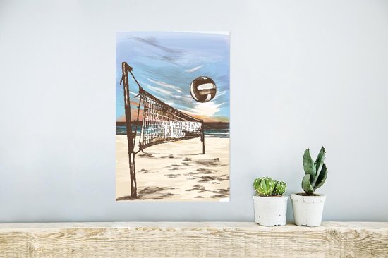 Affiche Volley-ball - Plage - Filet - 20x30 cm