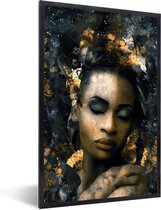 Fotolijst incl. Poster - Vrouwen - Abstract - Bloemen - 40x60 cm - Posterlijst