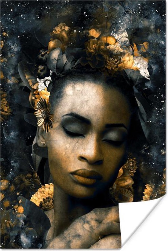 Poster Vrouwen - Abstract - Bloemen - 20x30 cm