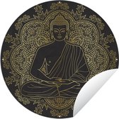 Tuincirkel Boeddha - Afbeelding - Goud - 120x120 cm - Ronde Tuinposter - Buiten XXL / Groot formaat!