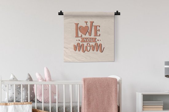Tapisserie murale - Tissu mural - Je t'aime maman - Maman - Citations - Dictons - 60x60 cm - Tapisserie