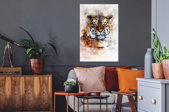 Stickers muraux - Film autocollant - Tigre - Tête - Brouillard - 60x90 cm - Film adhésif - Stickers muraux Chambre d'enfant - Papier peint autocollant - Papier peint autocollant - Film autocollant