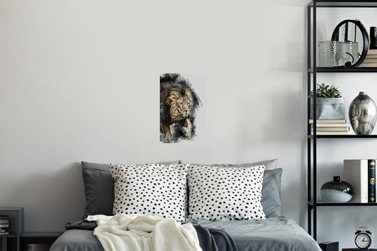 Stickers Stickers muraux - Illustration - Lion - Zwart - 20x30 cm - Film adhésif