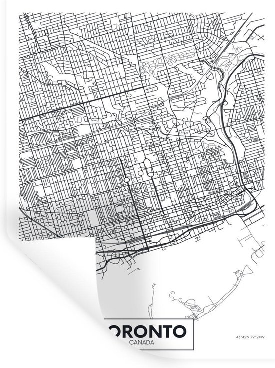 Stickers muraux - Carte - Toronto - Canada - Minimalisme - 90x120 cm - Feuille adhésive