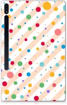 Hoesje met Tekst Samsung Galaxy Tab S7 Plus Siliconen Back Case Dots met doorzichte zijkanten