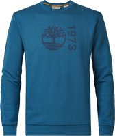 Timberland heren sweater met ronde hals. Gemaakt van 60% biologisch katoen en 40% lyocell. Verdikt logoprint op de borst. - Turquoise - Maat L