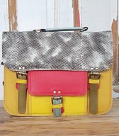 Dierenprint leren laptoptas. Rugzak en schoudertas nr7