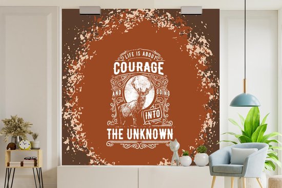 Behang - Fotobehang Vintage - Hert - Design - Breedte 280 cm x hoogte 280 cm