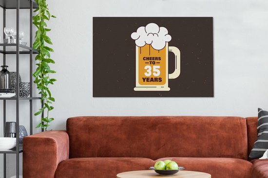 Toile Peinture Anniversaire - Cadeau Anniversaire - 35 Ans - 140x90 cm - Décoration murale