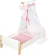 poppenbed meisjes 52 x 30 x 60 cm hout/polyester wit/roze