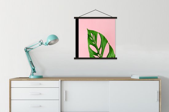 Feuille botanique avec des couleurs vives comme fond d' affiche textielposter 60x60 cm