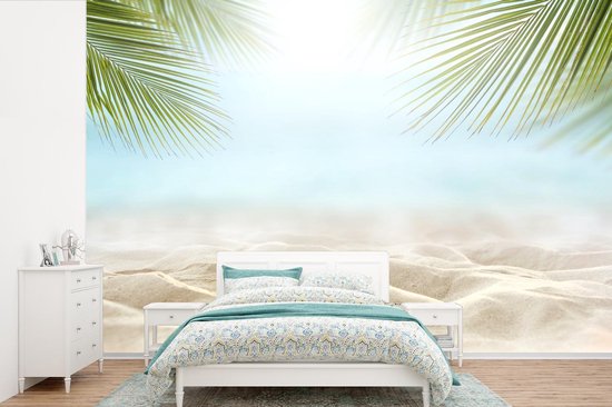 Papier peint - Papier peint photo Plage - Palmiers - Mer - Largeur 420 cm x hauteur 280 cm