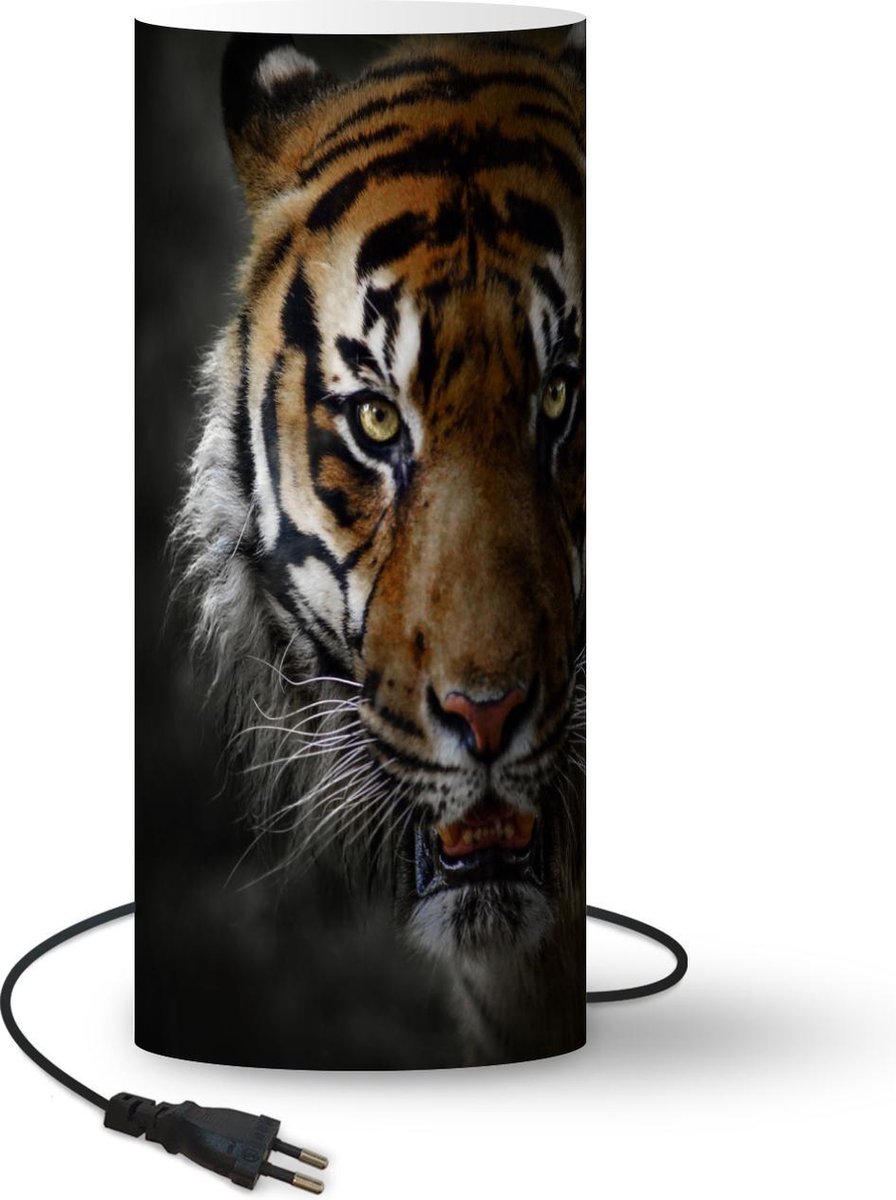 Lamp - Nachtlampje - Tafellamp slaapkamer - Tijger - Dier - Roofdieren - 33 cm hoog - Ø14.3 cm - Inclusief LED lamp