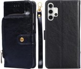 Voor Samsung Galaxy A32 5G Rits Tas PU + TPU Horizontale Flip Lederen Case met Houder & Kaartsleuf & Portemonnee & Lanyard (Zwart)