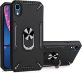 PC + TPU-beschermhoes met 360 graden draaibare ringhouder voor iPhone XR (zwart)