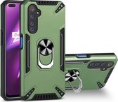 Voor Realme 6 Pro pc + TPU-beschermhoes met 360 graden draaibare ringhouder (donkergroen)