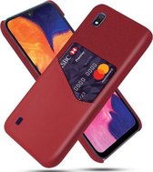 Voor Samsung Galaxy A10 Doek Textuur PC + PU lederen achterkant Schokbestendig hoesje met kaartsleuf (rood)