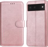 Klassieke kalftextuur PU + TPU horizontale flip-lederen hoes met houder en kaartsleuven en portemonnee voor Google Pixel 6 (roségoud)