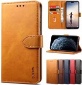 GUSSIM Zakelijke stijl horizontale flip lederen tas met houder & kaartsleuven & portemonnee voor iPhone 13 (kaki)