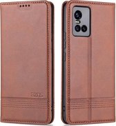 Voor vivo S10 AZNS Magnetische Kalf Textuur Horizontale Flip Leather Case met Kaartsleuven & Houder & Portemonnee (Donkerbruin)