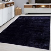 Flycarpets Angora Vloerkleed - 80x150cm - Hoogpolig - Zwart