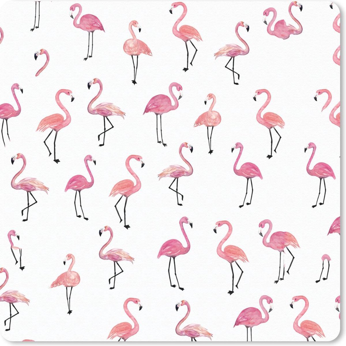 Muismat 20x20 cm - Mousepad Flamingo - Vogel - Roze - Patronen - Muismatten