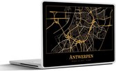 Laptop sticker - 10.1 inch - Kaart - Antwerpen - Goud - Zwart - 25x18cm - Laptopstickers - Laptop skin - Cover
