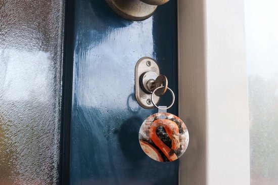 Porte-clés - Flamingo - Peinture - Journal - Plastique - Rond - Cadeaux à distribuer