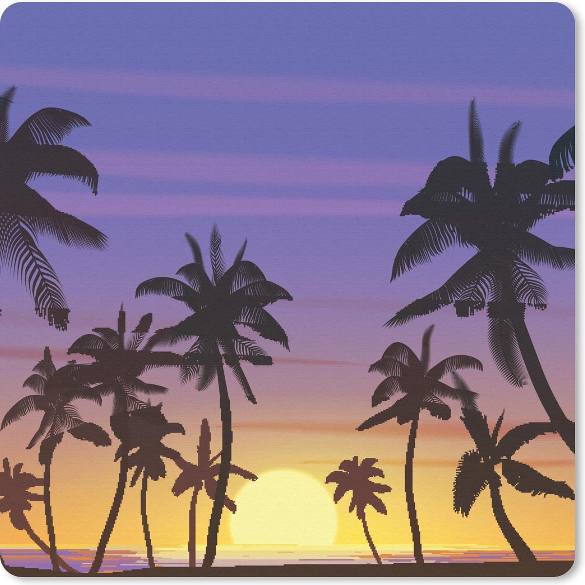 Muismat 30x30 cm - Mousepad Zon - Palmboom - Zee - Muismatten