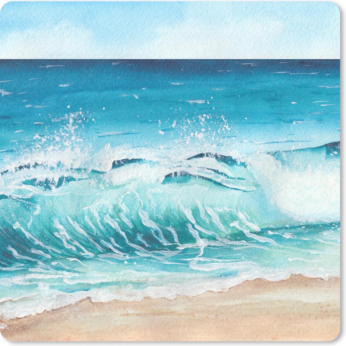 Muismat 20x20 cm - Mousepad Golf - Strand - Waterverf - Muismatten