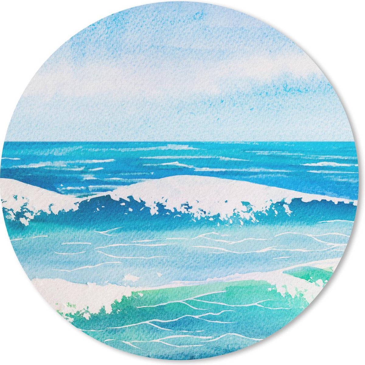 Muismat rond 30x30 cm - Mousepad Golf - Zee - Waterverf - Ronde muismatten