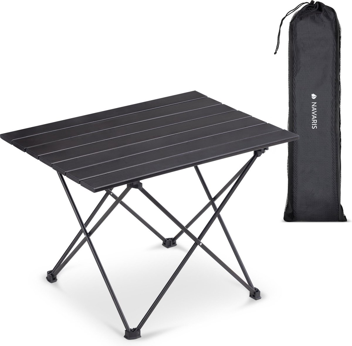Navaris campingtafel - Inklapbaar campingtafeltje van aluminium - Opvouwbare tafel inclusief draagtas - Picknicktafel - Zwart