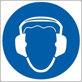 Vloerpictogram “gehoorbescherming verplicht” Wit & Blauw Anti-slip-vloersticker